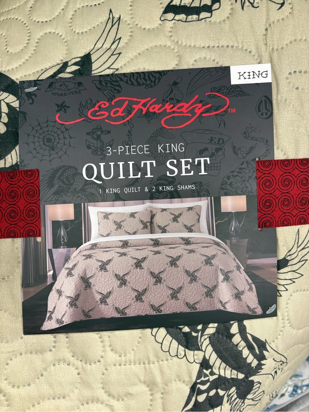 Ed Hardy King 3 piece Quilt Set
